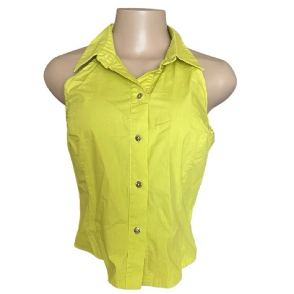 Rinascimento Sleeveless Button-Down Collared Top - Lime